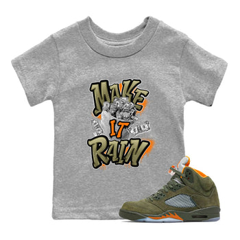 5s Olive shirt to match jordans Make It Rain sneaker tees Air Jordan 5 Olive SNRT sneaker release tees baby toddler Heather Grey 1 cotton Shirt