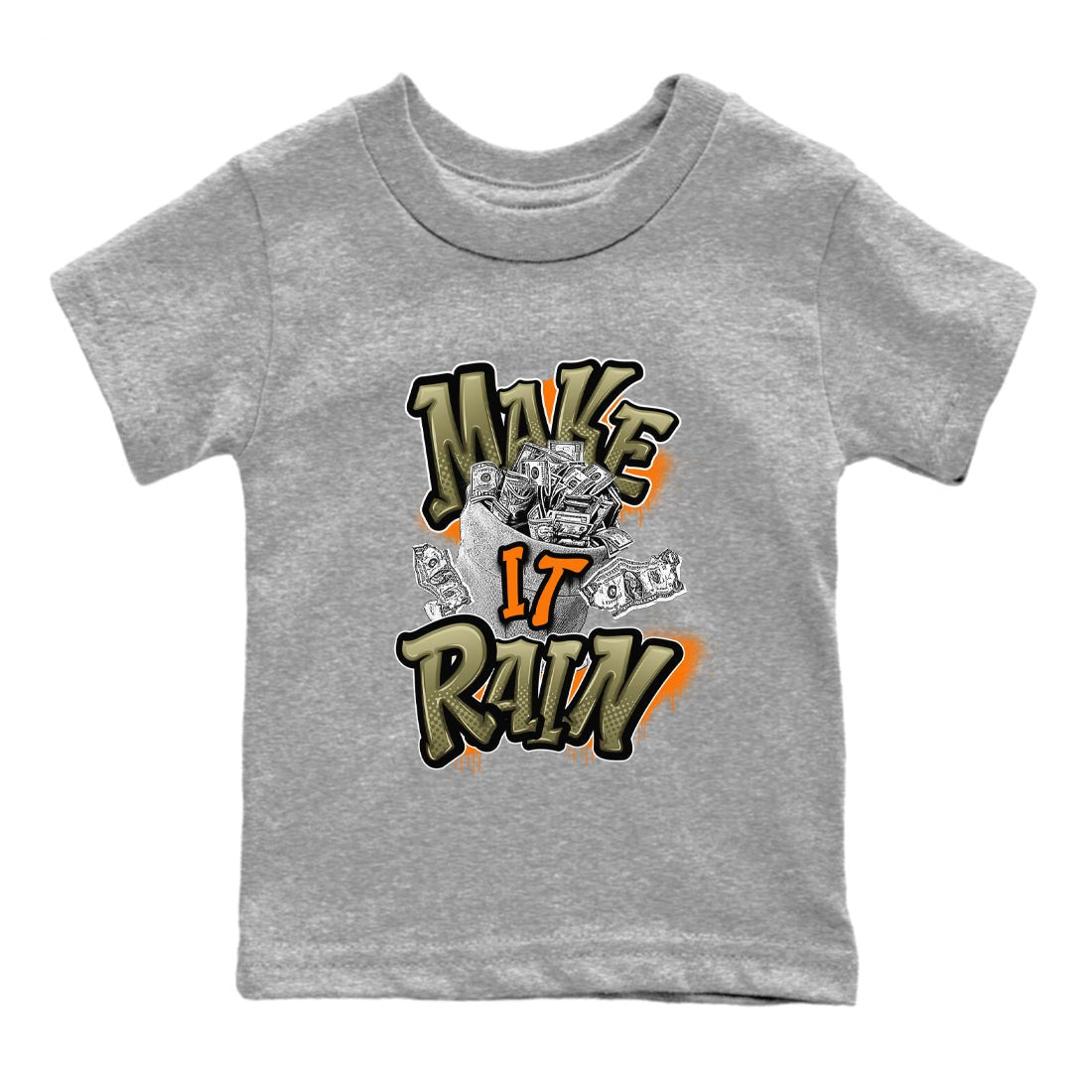 5s Olive shirt to match jordans Make It Rain sneaker tees Air Jordan 5 Olive SNRT sneaker release tees baby toddler Heather Grey 2 cotton Shirt