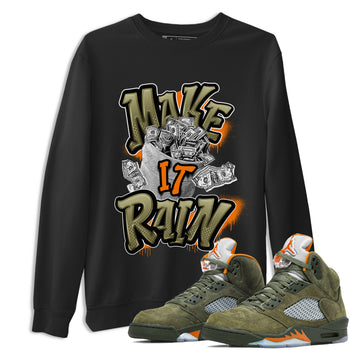 5s Olive shirt to match jordans Make It Rain sneaker tees Air Jordan 5 Olive SNRT Sneaker Release Tees unisex cotton Black 1 crew neck shirt