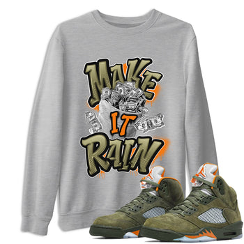 5s Olive shirt to match jordans Make It Rain sneaker tees Air Jordan 5 Olive SNRT Sneaker Release Tees unisex cotton Heather Grey 1 crew neck shirt
