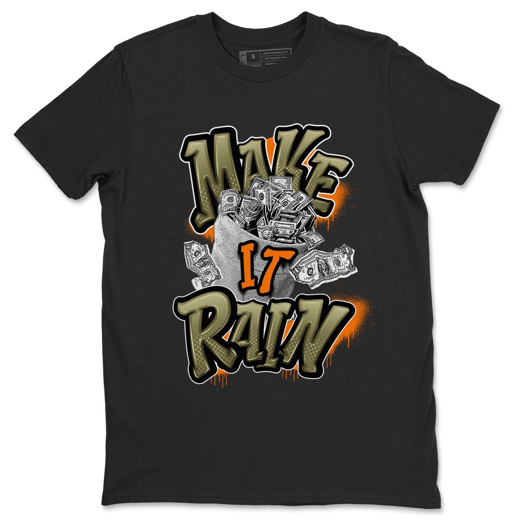 5s Olive shirt to match jordans Make It Rain sneaker tees Air Jordan 5 Olive SNRT Sneaker Release Tees unisex cotton Black 2 crew neck shirt