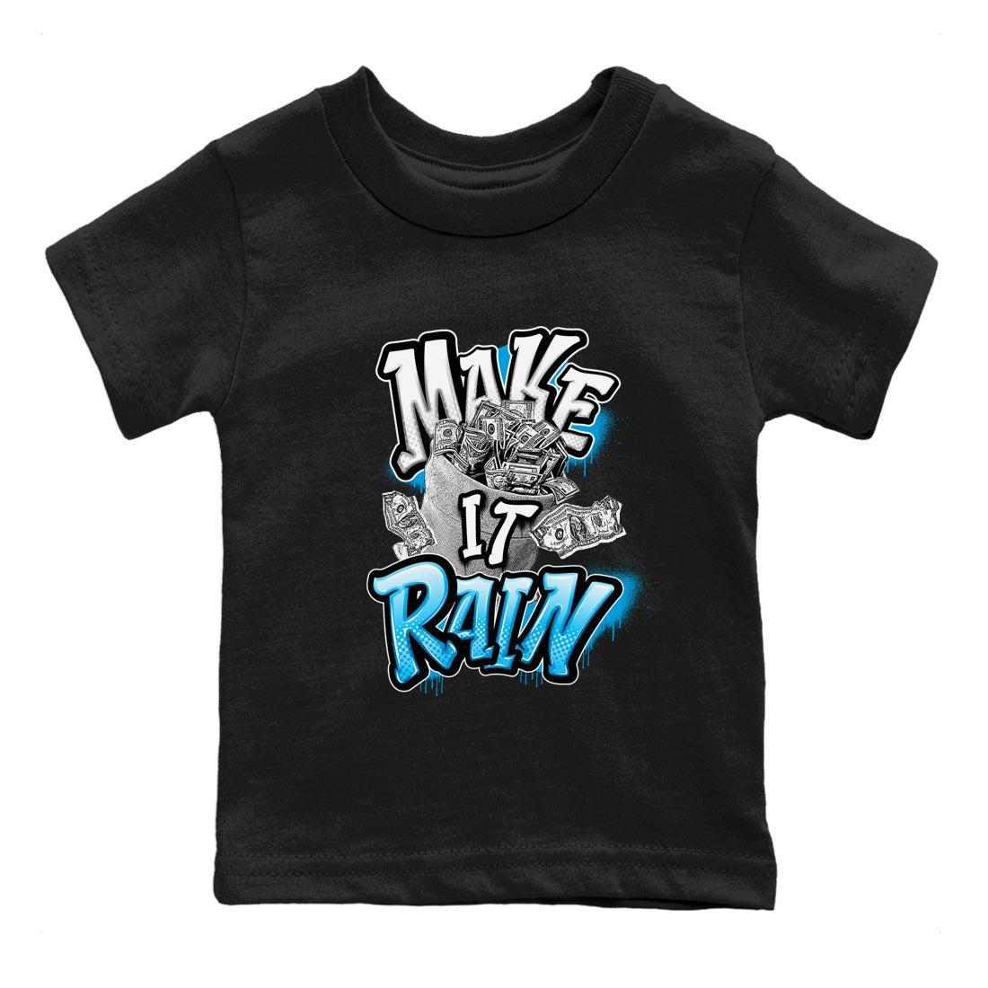 9s Powder Blue shirt to match jordans Make It Rain sneaker tees Air Jordan 9 Powder Blue SNRT sneaker release tees baby toddler Black 2 cotton Shirt