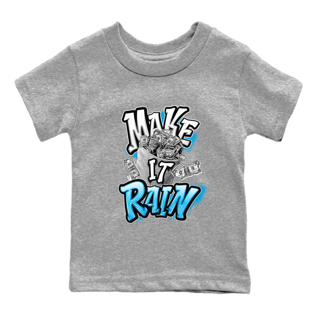 9s Powder Blue shirt to match jordans Make It Rain sneaker tees Air Jordan 9 Powder Blue SNRT sneaker release tees baby toddler Heather Grey 2 cotton Shirt