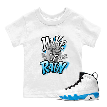 9s Powder Blue shirt to match jordans Make It Rain sneaker tees Air Jordan 9 Powder Blue SNRT sneaker release tees baby toddler White 1 cotton Shirt