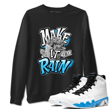 9s Powder Blue shirt to match jordans Make It Rain sneaker tees Air Jordan 9 Powder Blue SNRT Sneaker Release Tees unisex cotton Black 1 crew neck shirt