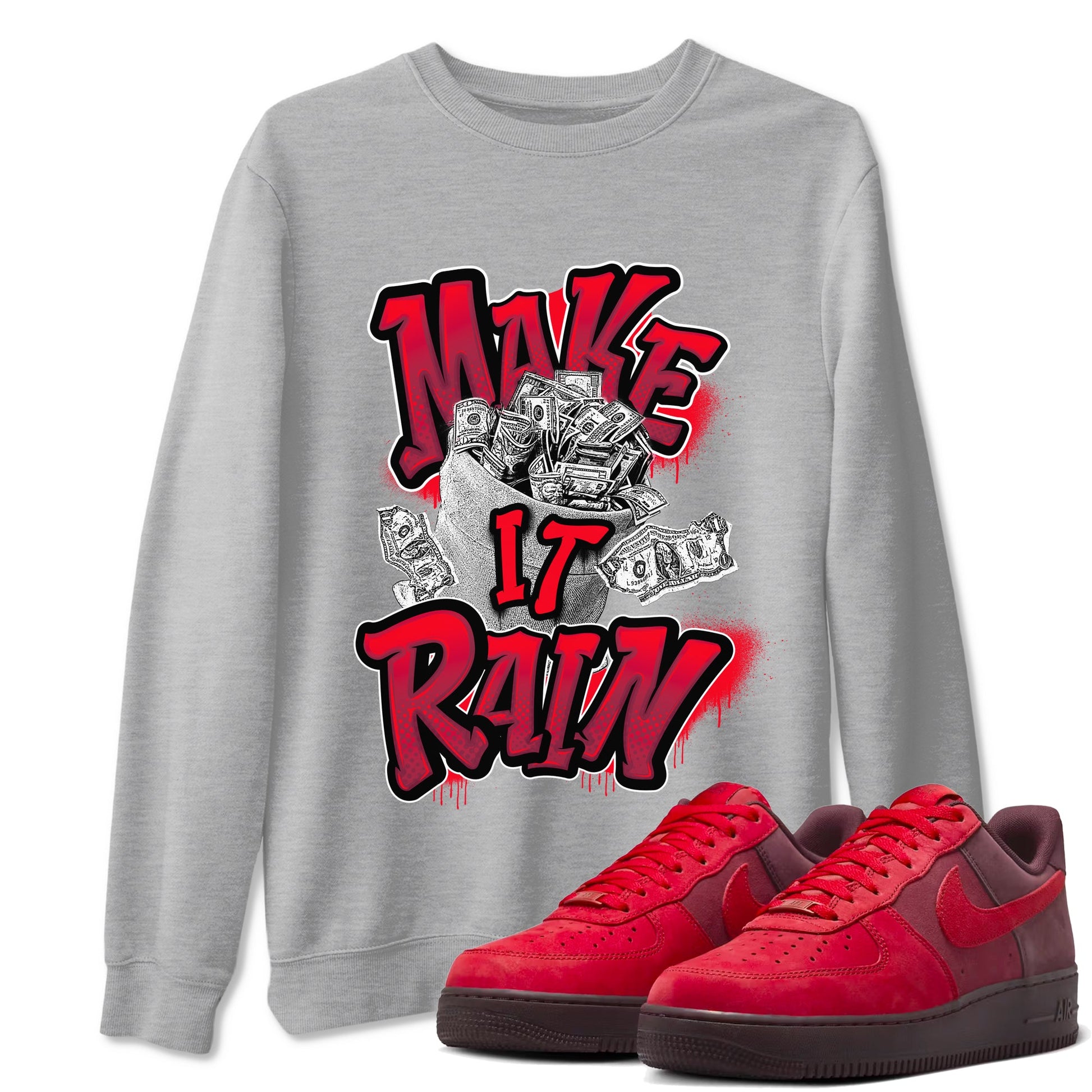 Air Force 1 Layers of Love shirt to match jordans Make It Rain Money sneaker tees af1 Layers of Love SNRT Sneaker Release Tees unisex cotton Heather Grey 1 crew neck shirt