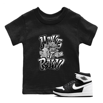 1s Black White shirt to match jordans Make It Rain Money sneaker tees Air Jordan 1 High OG Black White SNRT sneaker release tees baby toddler Black 1 cotton Shirt