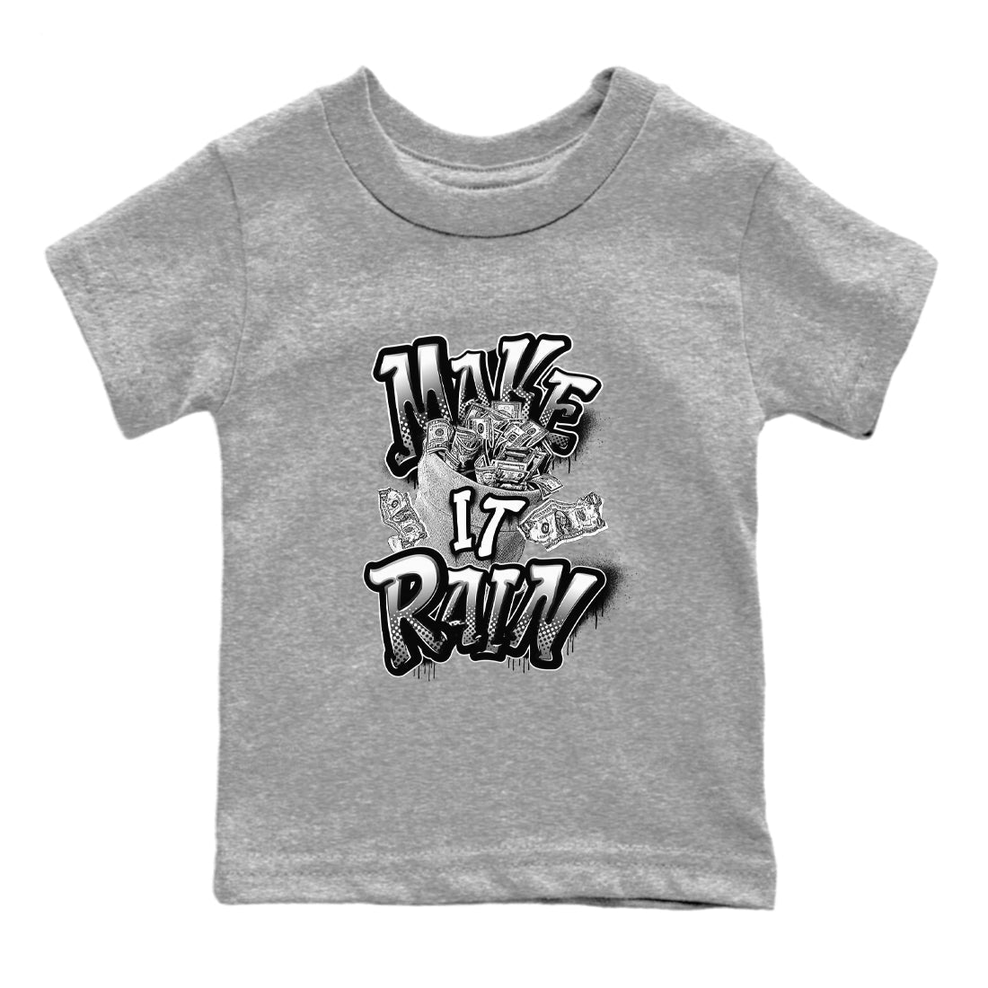 1s Black White shirt to match jordans Make It Rain Money sneaker tees Air Jordan 1 High OG Black White SNRT sneaker release tees baby toddler Heather Grey 2 cotton Shirt
