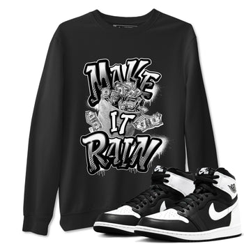 1s Black White shirt to match jordans Make It Rain Money sneaker tees Air Jordan 1 High OG Black White SNRT Sneaker Release Tees unisex cotton Black 1 crew neck shirt