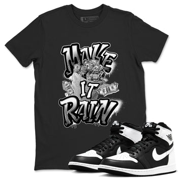 1s Black White shirt to match jordans Make It Rain Money sneaker tees Air Jordan 1 High OG Black White SNRT Sneaker Release Tees unisex cotton Black 1 crew neck shirt