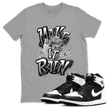 1s Black White shirt to match jordans Make It Rain Money sneaker tees Air Jordan 1 High OG Black White SNRT Sneaker Release Tees unisex cotton Heather Grey 1 crew neck shirt