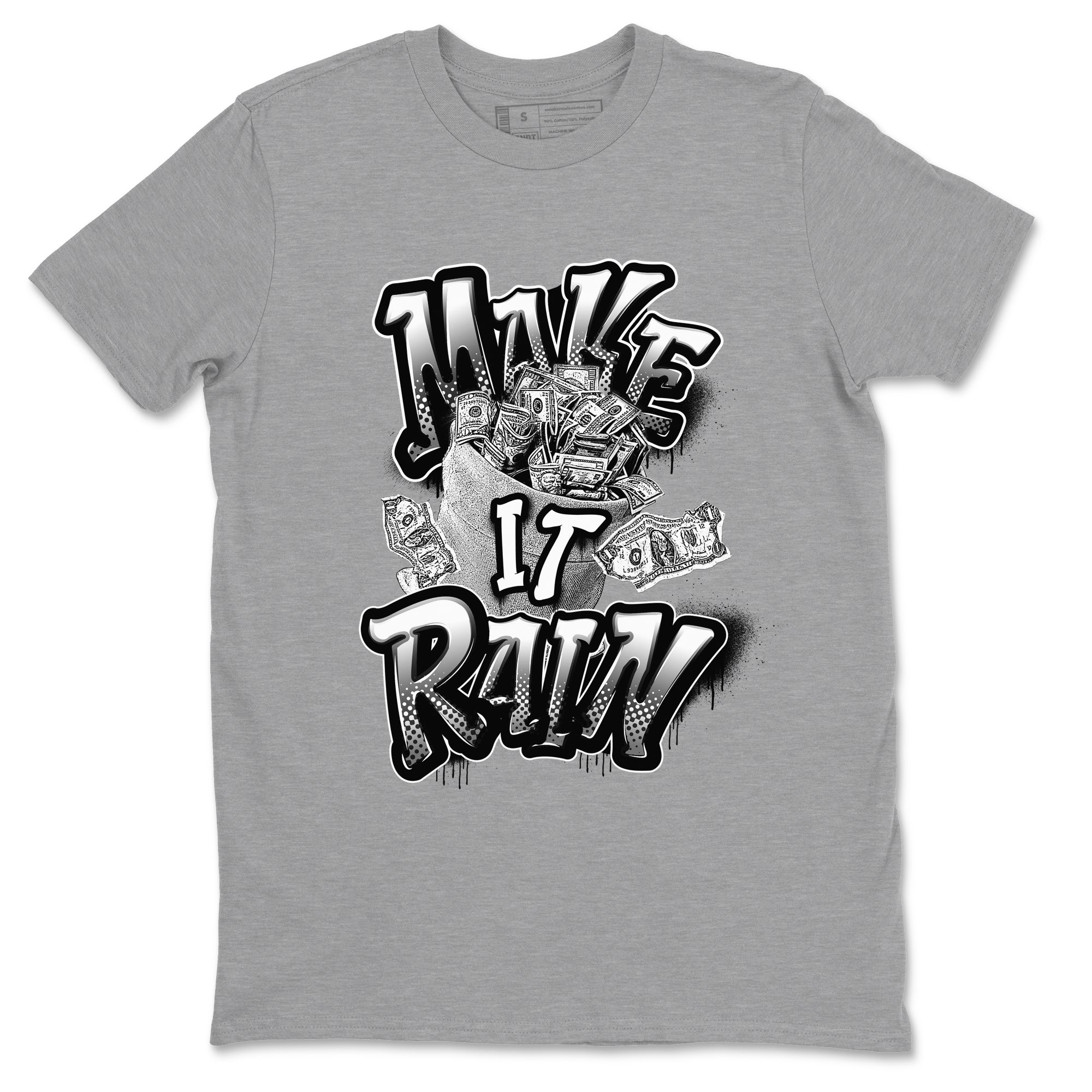 1s Black White shirt to match jordans Make It Rain Money sneaker tees Air Jordan 1 High OG Black White SNRT Sneaker Release Tees unisex cotton Heather Grey 2 crew neck shirt