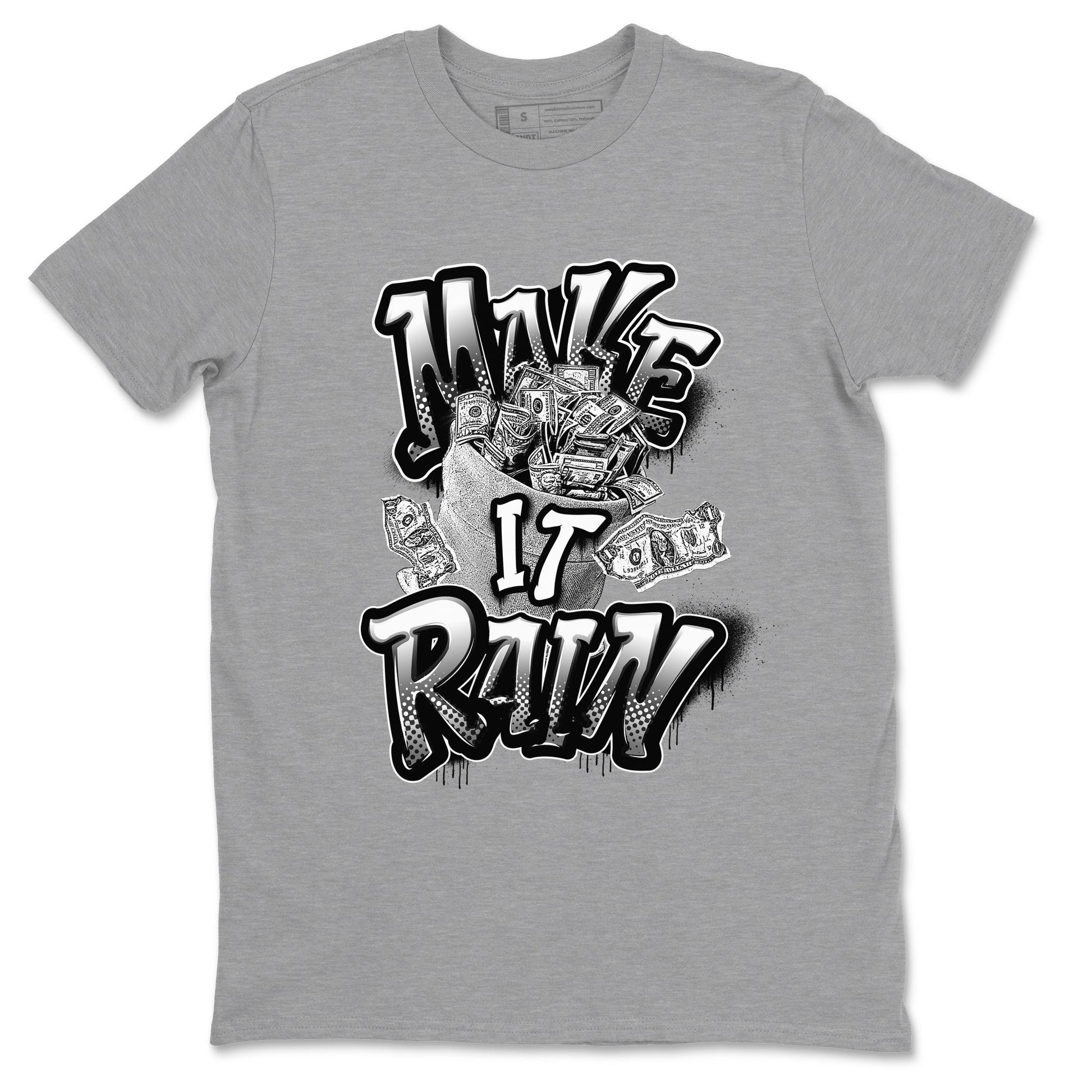 1s Black White shirt to match jordans Make It Rain Money sneaker tees Air Jordan 1 High OG Black White SNRT Sneaker Release Tees unisex cotton Heather Grey 2 crew neck shirt