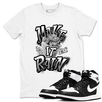 1s Black White shirt to match jordans Make It Rain Money sneaker tees Air Jordan 1 High OG Black White SNRT Sneaker Release Tees unisex cotton White 1 crew neck shirt