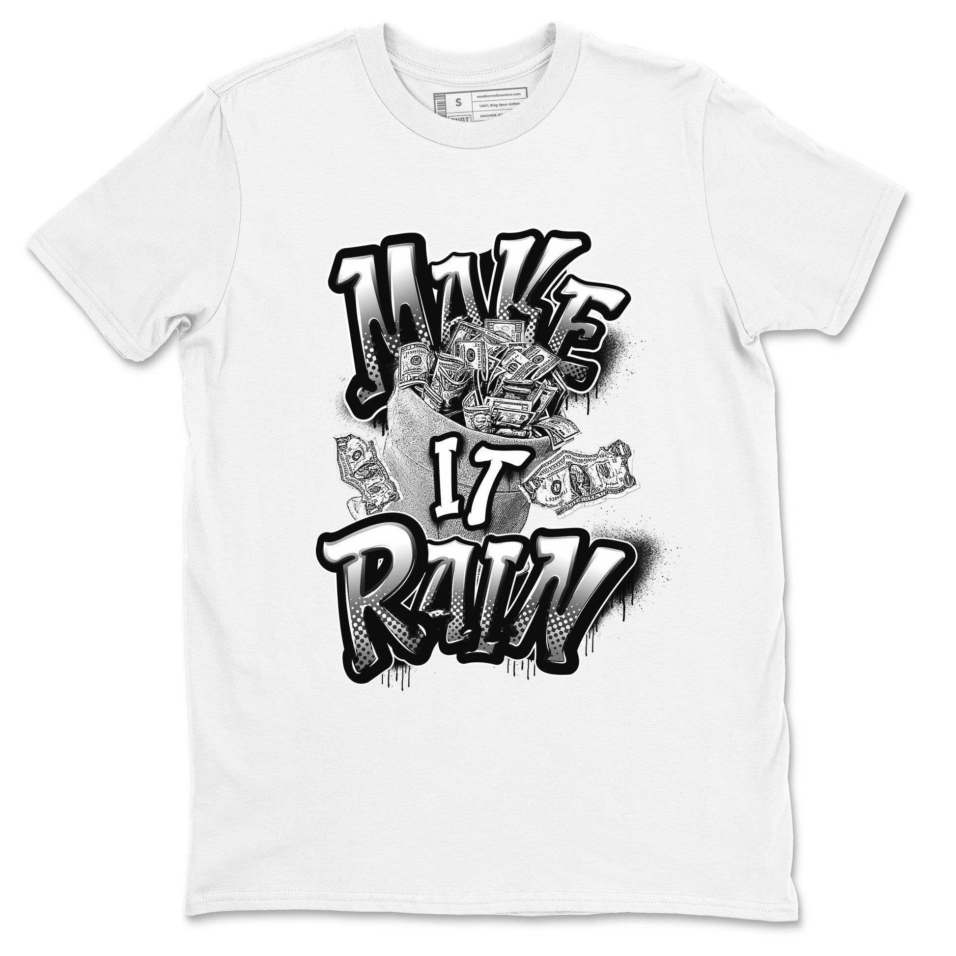 1s Black White shirt to match jordans Make It Rain Money sneaker tees Air Jordan 1 High OG Black White SNRT Sneaker Release Tees unisex cotton White 2 crew neck shirt