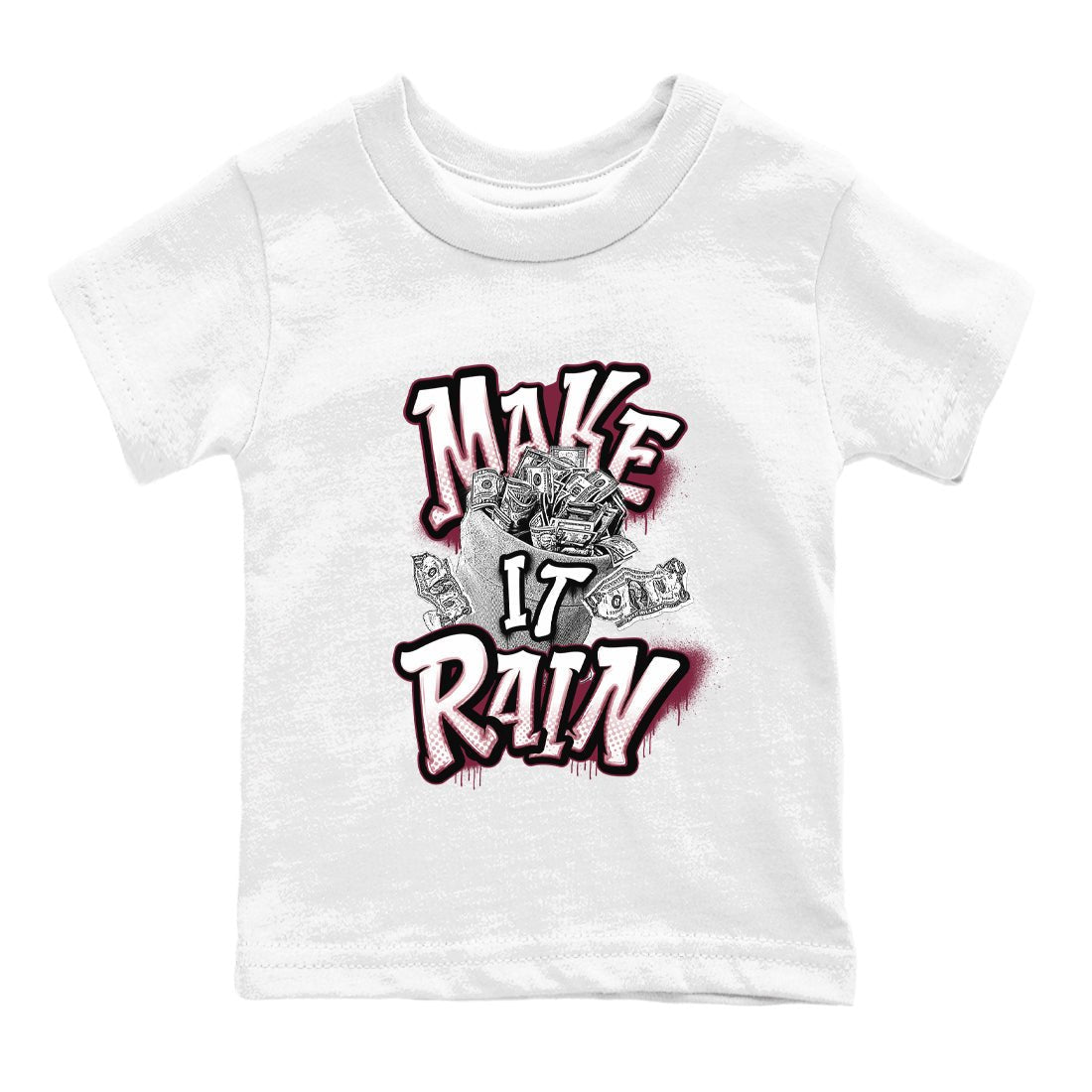 Air Jordan 1 Metalic Burgundy shirt to match jordans Make It Rain Money sneaker tees AJ1 Metalic Burgundy SNRT sneaker release tees baby toddler White 2 cotton Shirt