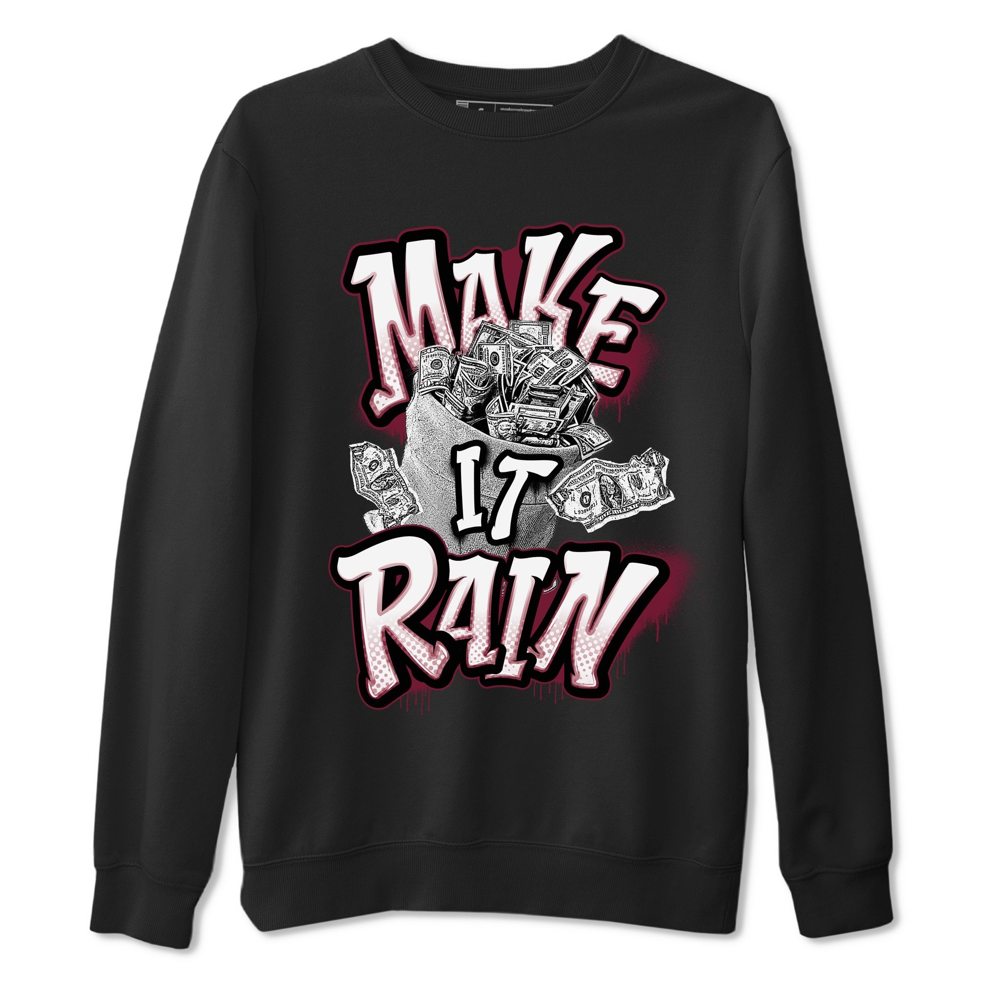 Air Jordan 1 Metalic Burgundy shirt to match jordans Make It Rain Money sneaker tees AJ1 Metalic Burgundy SNRT Sneaker Release Tees unisex cotton Black 2 crew neck shirt