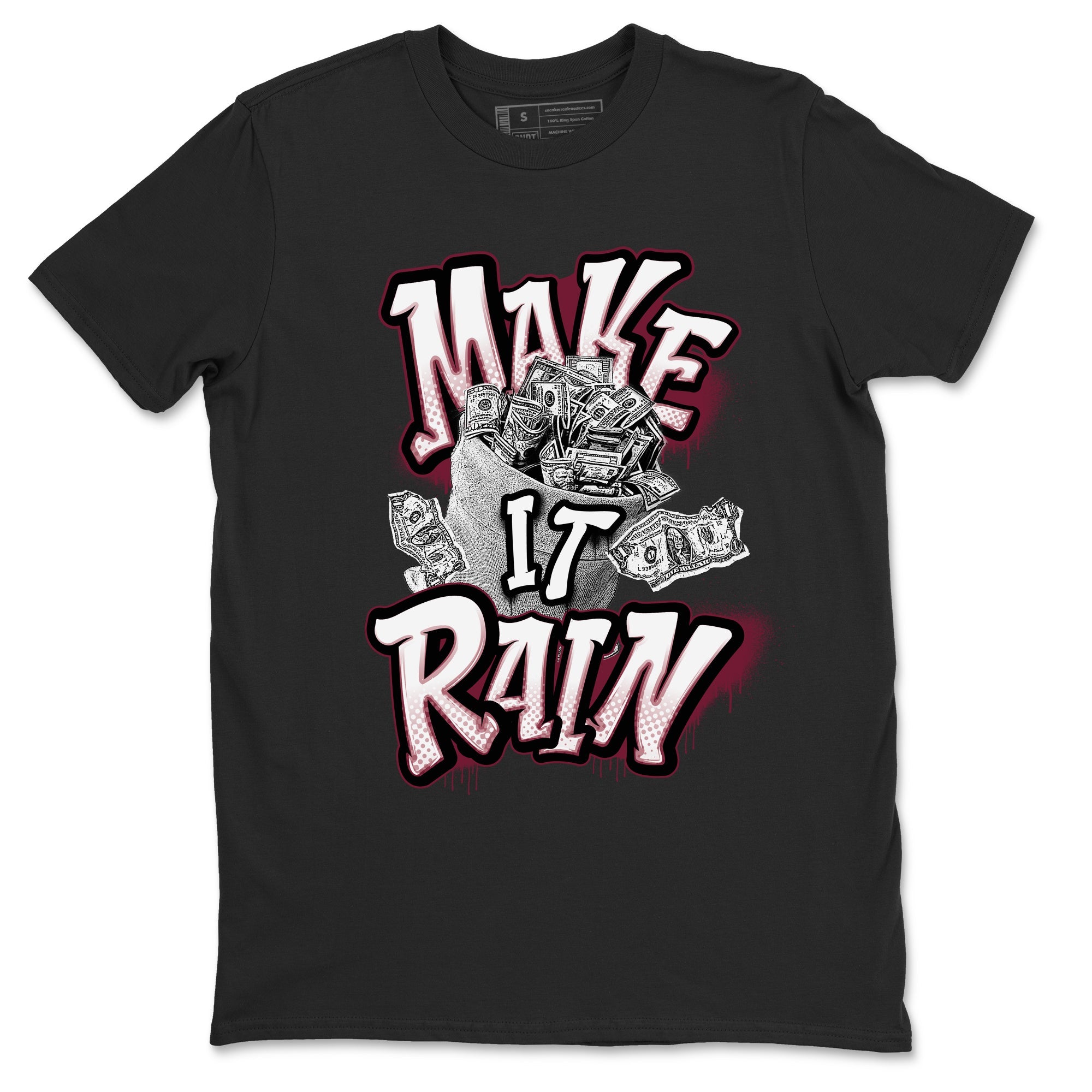 Air Jordan 1 Metalic Burgundy shirt to match jordans Make It Rain Money sneaker tees AJ1 Metalic Burgundy SNRT Sneaker Release Tees unisex cotton Black 2 crew neck shirt