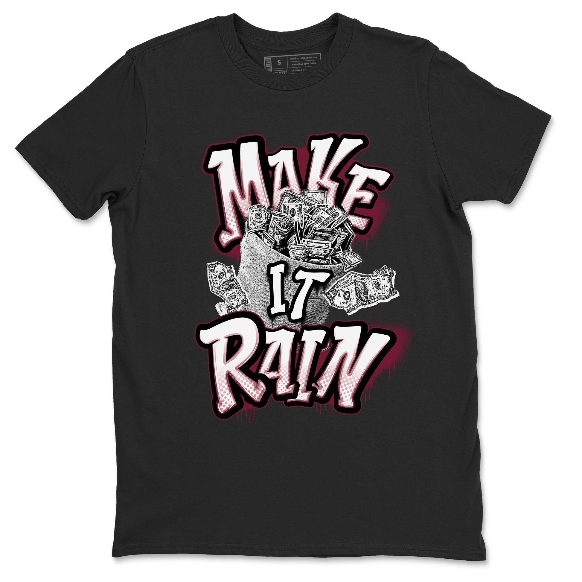 Air Jordan 1 Metalic Burgundy shirt to match jordans Make It Rain Money sneaker tees AJ1 Metalic Burgundy SNRT Sneaker Release Tees unisex cotton Black 2 crew neck shirt