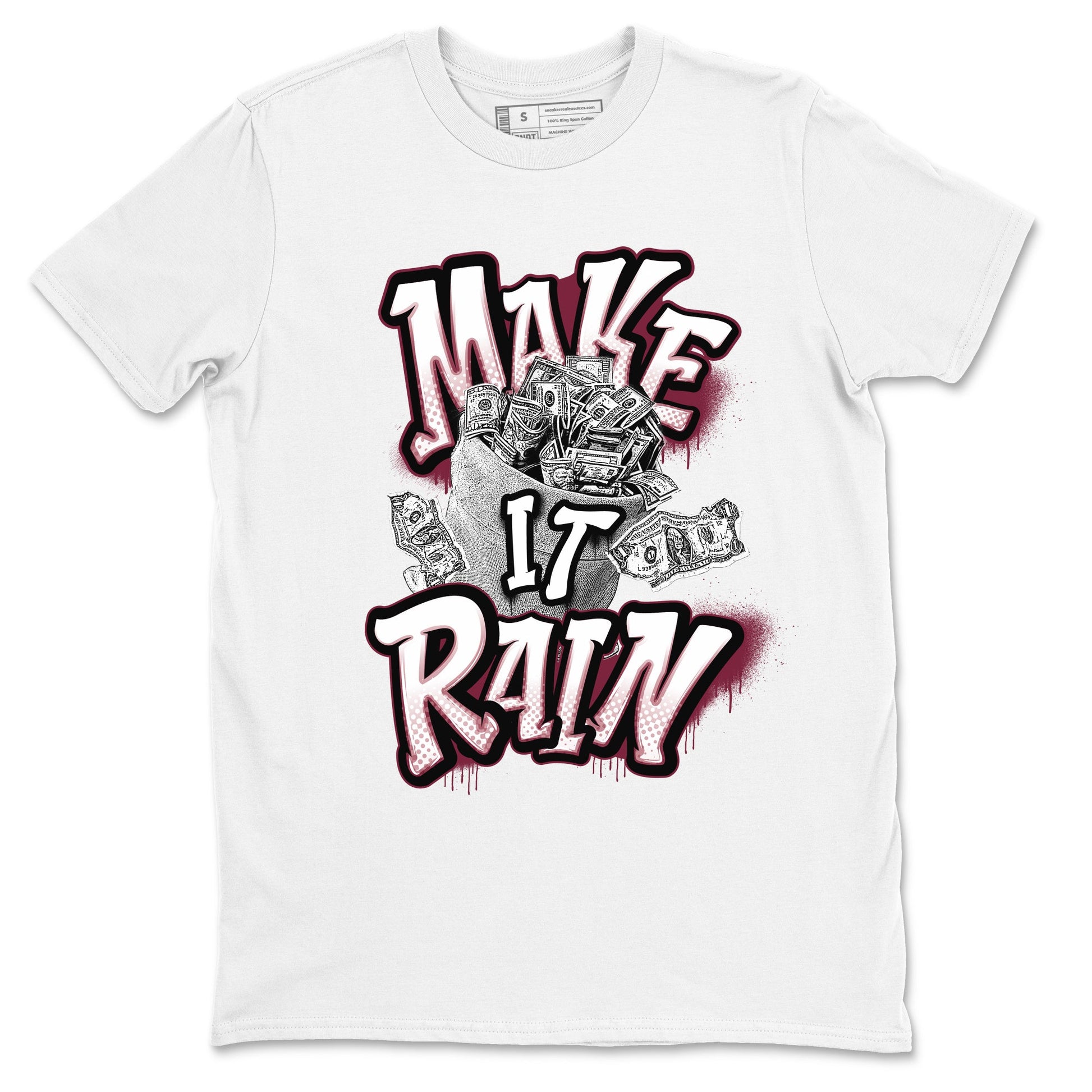 Air Jordan 1 Metalic Burgundy shirt to match jordans Make It Rain Money sneaker tees AJ1 Metalic Burgundy SNRT Sneaker Release Tees unisex cotton White 2 crew neck shirt