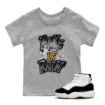 Air Jordan 11 Gratitude shirt to match jordans Make It Rain Money sneaker tees AJ11 Gratitude SNRT sneaker release tees baby toddler Heather Grey 1 cotton Shirt