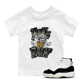 Air Jordan 11 Gratitude shirt to match jordans Make It Rain Money sneaker tees AJ11 Gratitude SNRT sneaker release tees baby toddler White 1 cotton Shirt