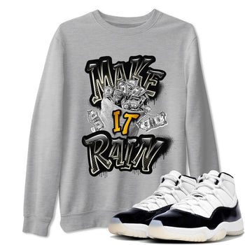 Air Jordan 11 Gratitude shirt to match jordans Make It Rain Money sneaker tees AJ11 Gratitude SNRT Sneaker Release Tees unisex cotton Heather Grey 1 crew neck shirt