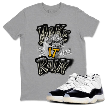 Air Jordan 11 Gratitude shirt to match jordans Make It Rain Money sneaker tees AJ11 Gratitude SNRT Sneaker Release Tees unisex cotton Heather Grey 1 crew neck shirt