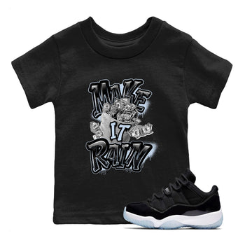 Air Jordan 11 Space shirt to match jordans Make It Rain Money sneaker tees AJ11 Black and Varsity Royal SNRT sneaker release tees baby toddler Black 1 cotton Shirt
