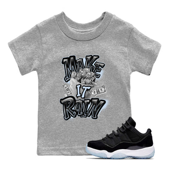 Air Jordan 11 Space shirt to match jordans Make It Rain Money sneaker tees AJ11 Black and Varsity Royal SNRT sneaker release tees baby toddler Heather Grey 1 cotton Shirt