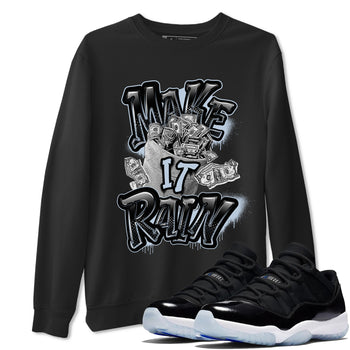 Air Jordan 11 Space shirt to match jordans Make It Rain Money sneaker tees AJ11 Black and Varsity Royal SNRT Sneaker Release Tees unisex cotton Black 1 crew neck shirt