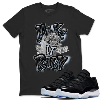 Air Jordan 11 Space shirt to match jordans Make It Rain Money sneaker tees AJ11 Black and Varsity Royal SNRT Sneaker Release Tees unisex cotton Black 1 crew neck shirt