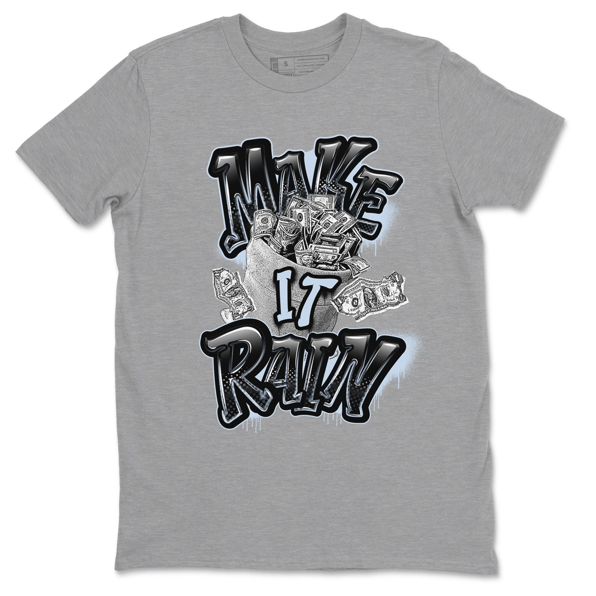 Air Jordan 11 Space shirt to match jordans Make It Rain Money sneaker tees AJ11 Black and Varsity Royal SNRT Sneaker Release Tees unisex cotton Heather Grey 2 crew neck shirt