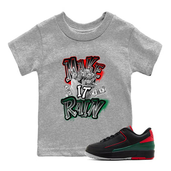 Air Jordan 2 Christmas shirt to match jordans Make It Rain Money sneaker tees AJ2 Christmas SNRT sneaker release tees baby toddler Heather Grey 1 cotton Shirt
