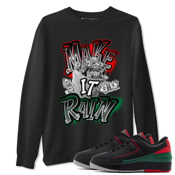 Air Jordan 2 Christmas shirt to match jordans Make It Rain Money sneaker tees AJ2 Christmas SNRT Sneaker Release Tees unisex cotton Black 1 crew neck shirt