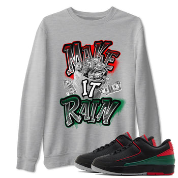 Air Jordan 2 Christmas shirt to match jordans Make It Rain Money sneaker tees AJ2 Christmas SNRT Sneaker Release Tees unisex cotton Heather Grey 1 crew neck shirt