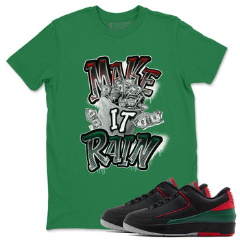 Air Jordan 2 Christmas shirt to match jordans Make It Rain Money sneaker tees AJ2 Christmas SNRT Sneaker Release Tees unisex cotton Kelly Green 1 crew neck shirt
