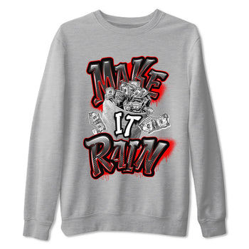 Air Jordan 4 Bred Reimagined shirt to match jordans Make It Rain Money sneaker tees AJ4 Bred Reimagined SNRT Sneaker Release Tees unisex cotton Heather Grey 2 crew neck shirt