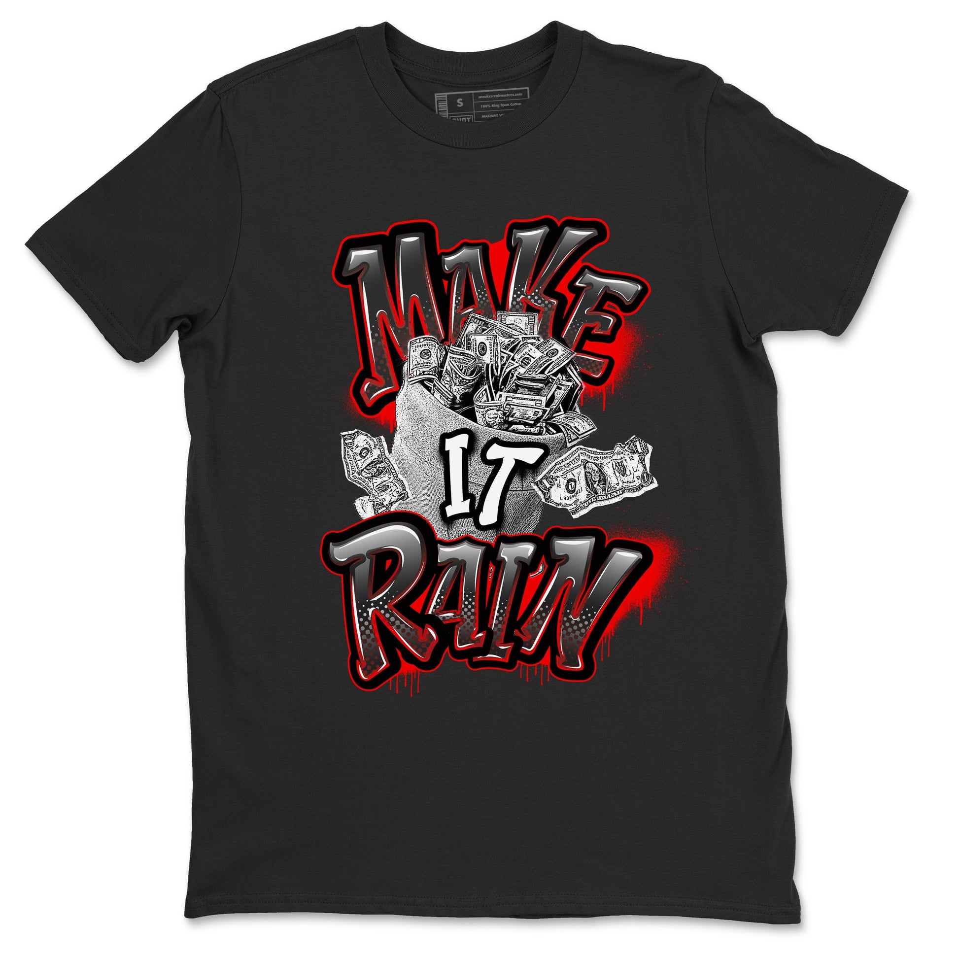 Air Jordan 4 Bred Reimagined shirt to match jordans Make It Rain Money sneaker tees AJ4 Bred Reimagined SNRT Sneaker Release Tees unisex cotton Black 2 crew neck shirt