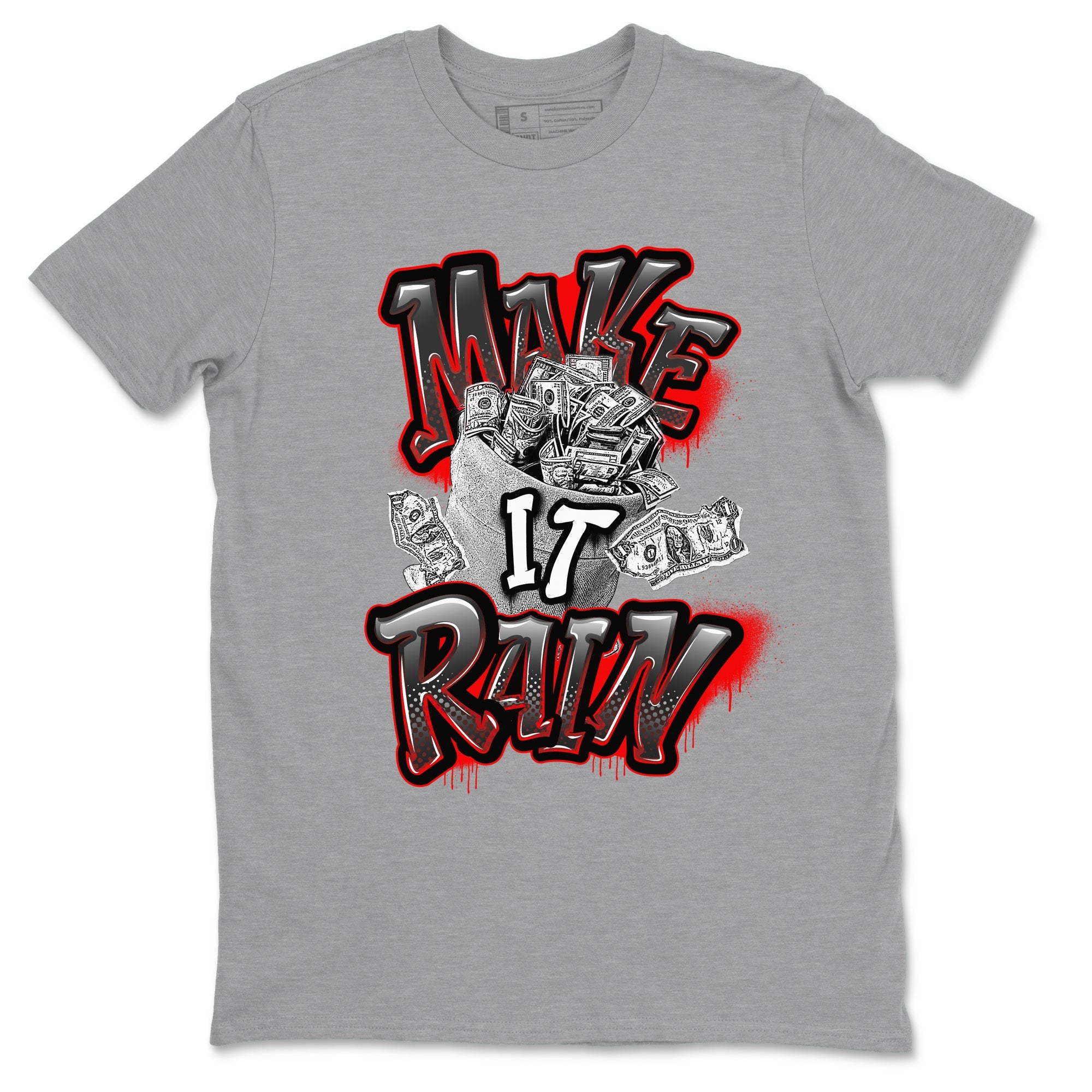 Air Jordan 4 Bred Reimagined shirt to match jordans Make It Rain Money sneaker tees AJ4 Bred Reimagined SNRT Sneaker Release Tees unisex cotton Heather Grey 2 crew neck shirt