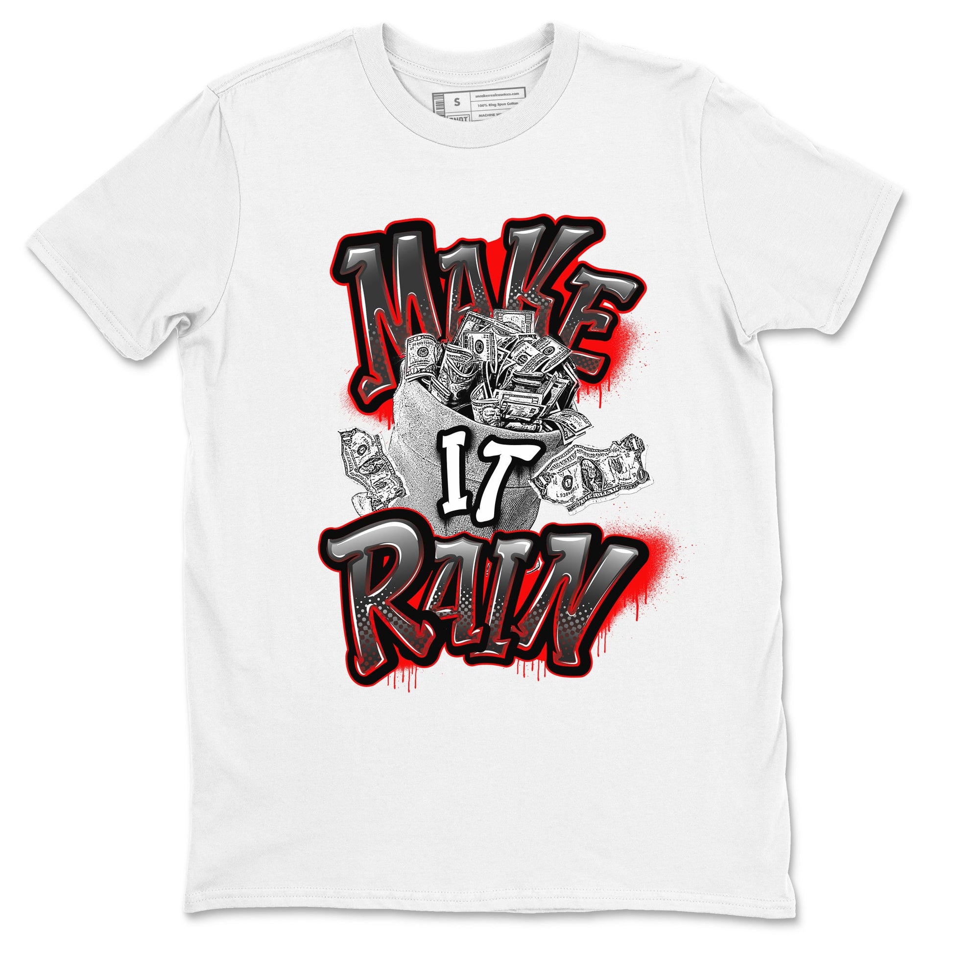 Air Jordan 4 Bred Reimagined shirt to match jordans Make It Rain Money sneaker tees AJ4 Bred Reimagined SNRT Sneaker Release Tees unisex cotton White 2 crew neck shirt