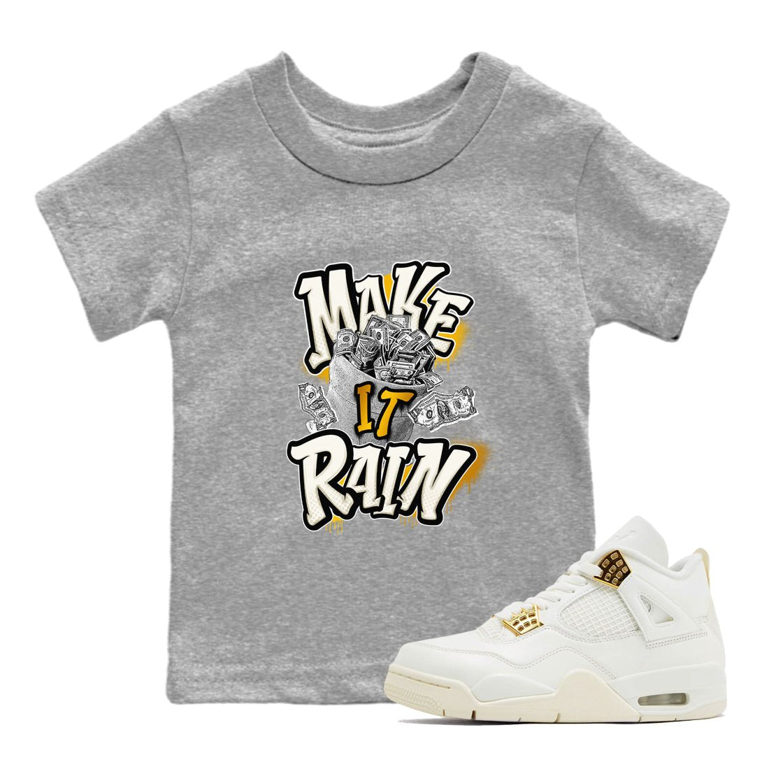 4s Sail shirt to match jordans Make It Rain Money sneaker tees Air Jordan 4 Sail SNRT sneaker release tees baby toddler Heather Grey 1 cotton Shirt
