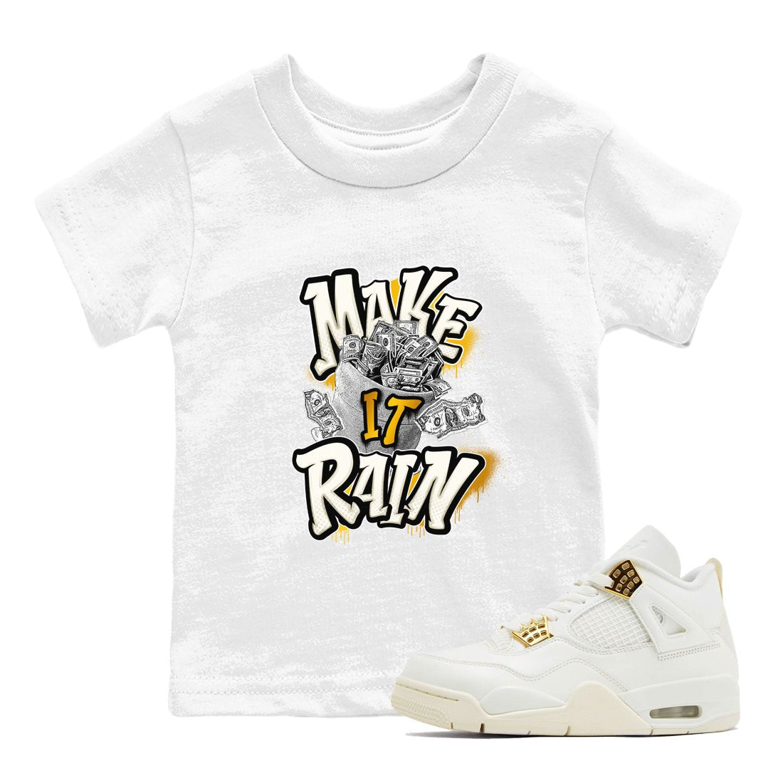 4s Sail shirt to match jordans Make It Rain Money sneaker tees Air Jordan 4 Sail SNRT sneaker release tees baby toddler White 1 cotton Shirt
