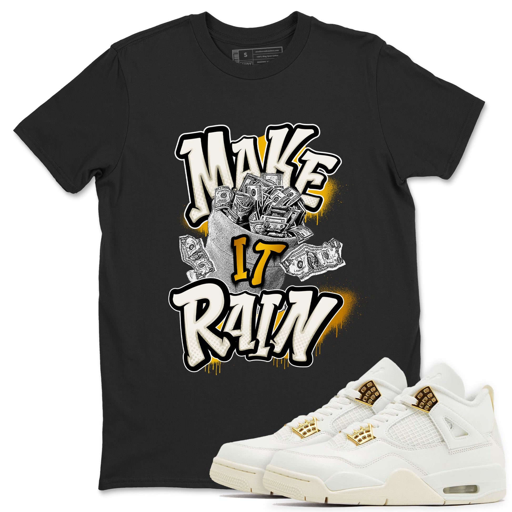 4s Sail shirt to match jordans Make It Rain Money sneaker tees Air Jordan 4 Sail SNRT Sneaker Release Tees unisex cotton Black 1 crew neck shirt