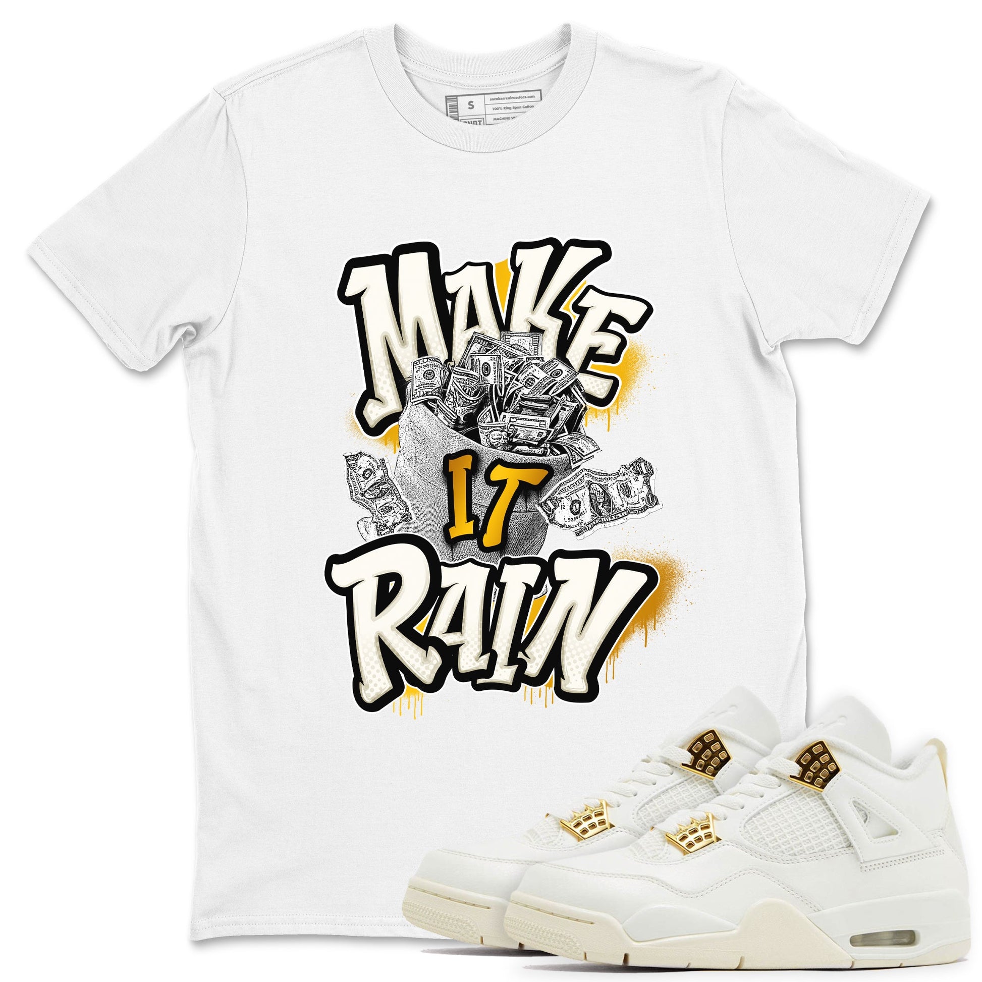 4s Sail shirt to match jordans Make It Rain Money sneaker tees Air Jordan 4 Sail SNRT Sneaker Release Tees unisex cotton White 1 crew neck shirt