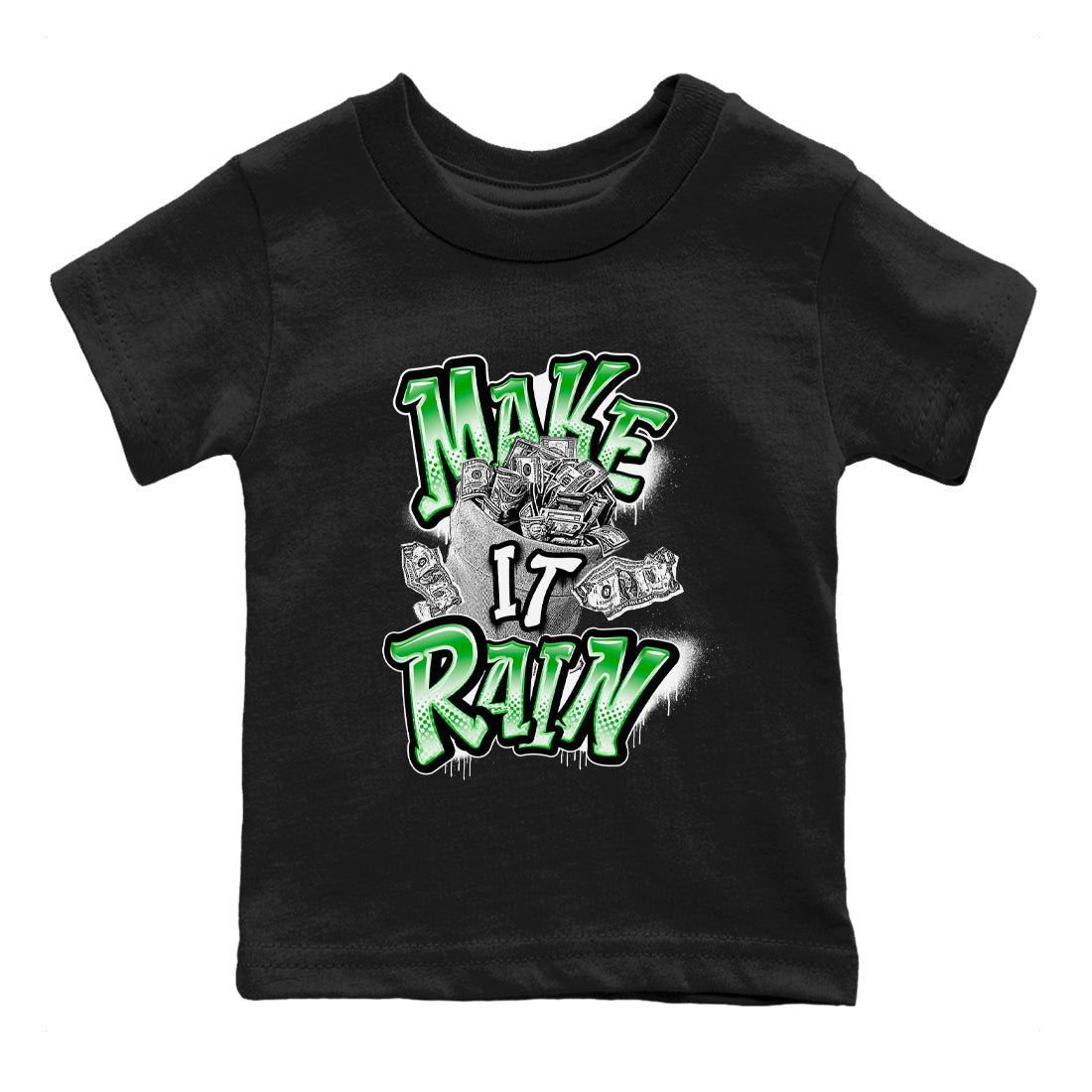 Air Jordan 5 Lucky Green shirt to match jordans Make It Rain Money sneaker tees AJ5 Lucky Green SNRT sneaker release tees baby toddler Black 2 cotton Shirt