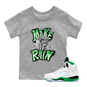 Air Jordan 5 Lucky Green shirt to match jordans Make It Rain Money sneaker tees AJ5 Lucky Green SNRT sneaker release tees baby toddler Heather Grey 1 cotton Shirt