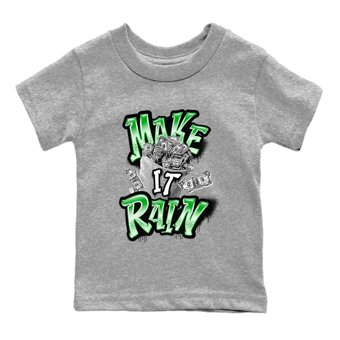 Air Jordan 5 Lucky Green shirt to match jordans Make It Rain Money sneaker tees AJ5 Lucky Green SNRT sneaker release tees baby toddler Heather Grey 2 cotton Shirt