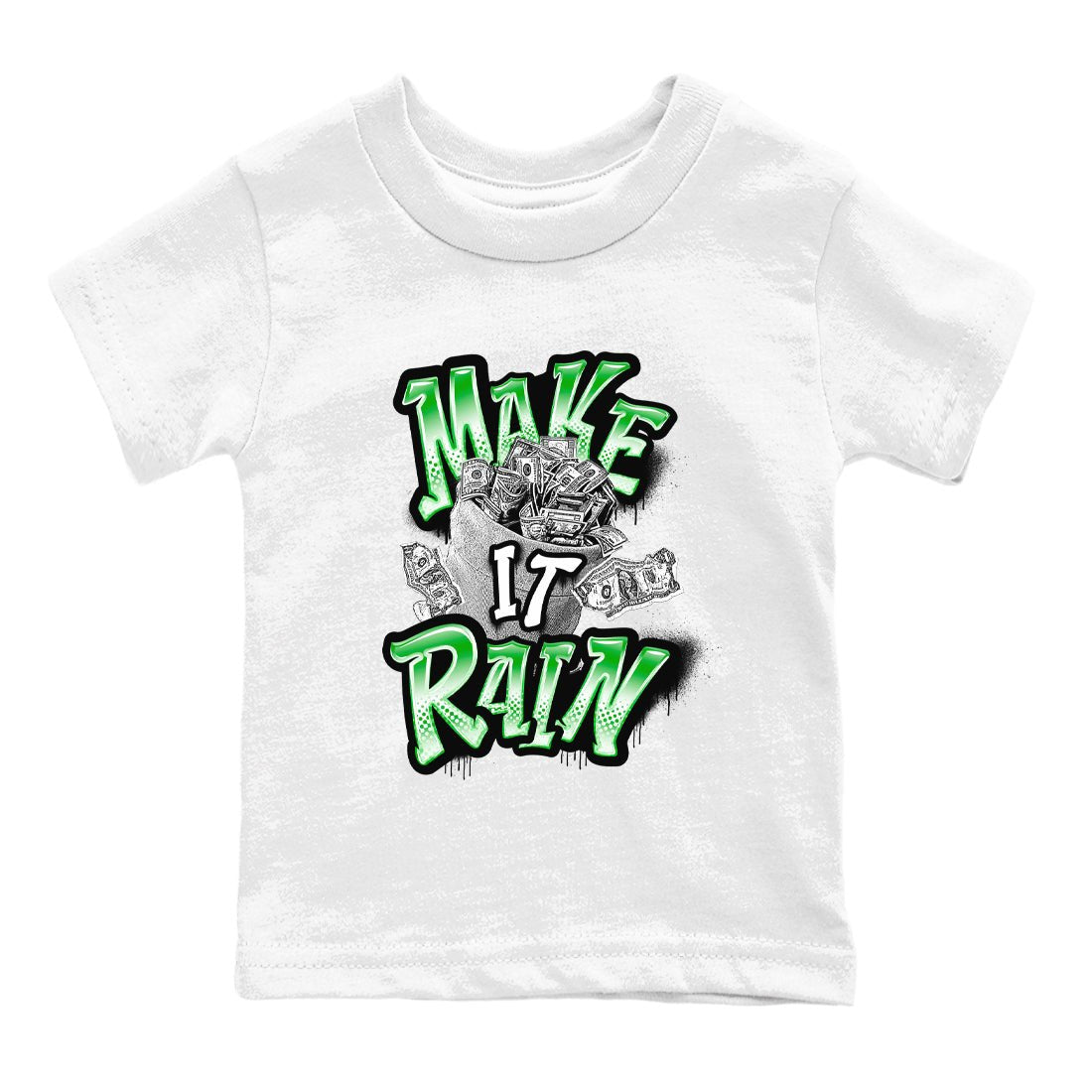 Air Jordan 5 Lucky Green shirt to match jordans Make It Rain Money sneaker tees AJ5 Lucky Green SNRT sneaker release tees baby toddler White 2 cotton Shirt