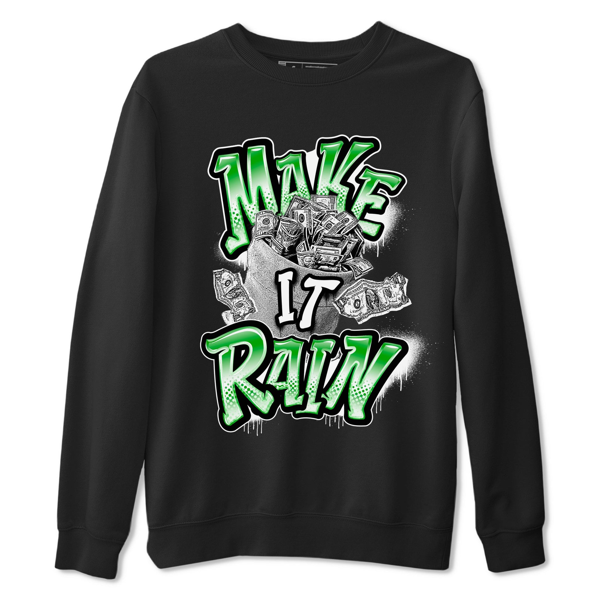 Air Jordan 5 Lucky Green shirt to match jordans Make It Rain Money sneaker tees AJ5 Lucky Green SNRT Sneaker Release Tees unisex cotton Black 2 crew neck shirt